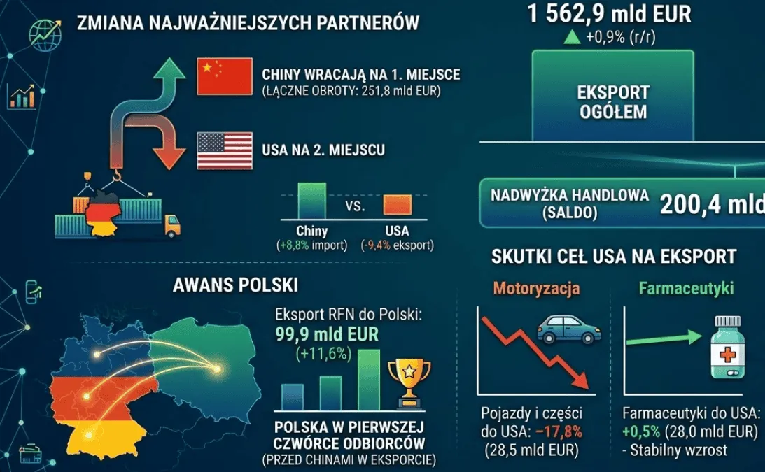 Handel zagraniczny Niemiec 2025 – eksport, import i główni partnerzy
